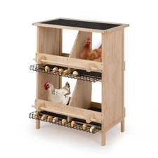 2-Tier Chicken Nesting Boxes for Laying Eggs w/Perch &Thermal Insulation Cotton