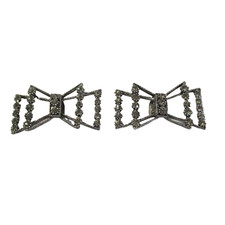Rhinestone Bow Shape Vintage Musi Pair of Shoe Clips