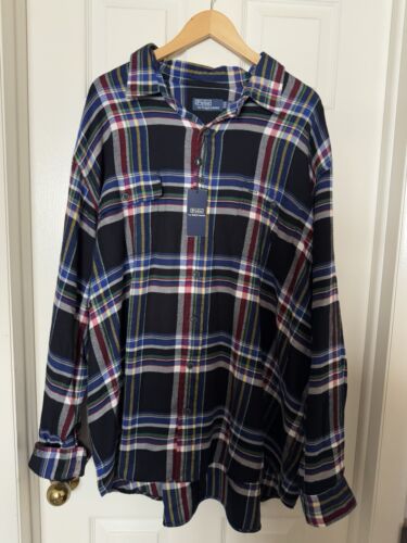 Polo Ralph Lauren Men’s 3X-BIG Big & Tall Plaid Flannel Workshirt NEW - Picture 4 of 12