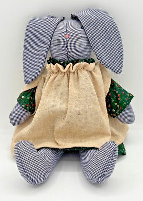 Folk Art Primitive Stuffed Bunny Rabbit Lynne's Country Beginning Handmade EUC