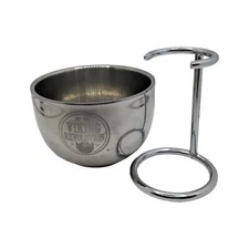 Stainless Steel Travel Lather Bowl & Stand - by Viking Revolution & Unknown (Use