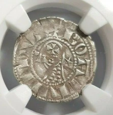 Antioch Bohemond IV NGC XF 45 Silver Denier Knights Templar Crusader Holy Cross 