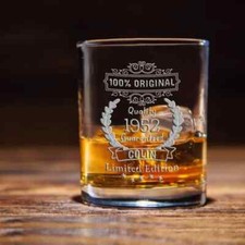 Custom Engraved Whisky Glass  + Free Engraved Slate Coaster - Perfect Gift.