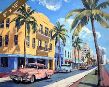 Miami with Little Havana oil painting 8x10 Print