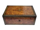 Stunning Victorian Coromandel / Rosewood Writing Slope – Blue Velvet & Gold Tool