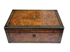 Stunning Victorian Coromandel / Rosewood Writing Slope ? Blue Velvet & Gold Tool