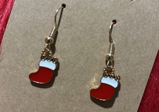 Stocking Shaped Earrings. Unique, Party, Cute, Festive, Holidays, Christmas