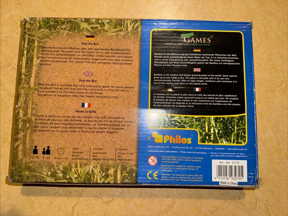 Shut The Box v. Philos *KOMPLETT* (Spiel,Holz,Bambus,Weihnachten) - Bild 2 von 4
