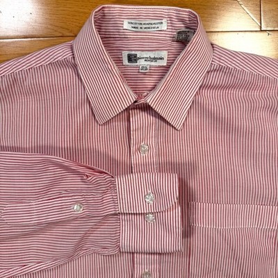 Vintage Pierre Balmain Monsieur Mens Red White Pinstripe Dress Shirt 15.5 34-35