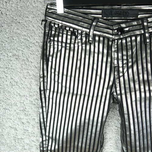KARL LAGERFELD WOMEN'S JEANS W25 L30 COURTNEY 5-POCKET STRIPE BLACK SLIVER BNWT! - Picture 5 of 8