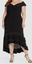 Xscape Women's Black Off-The-Shoulder Hi-Low Gown Dress Plus Size 22W