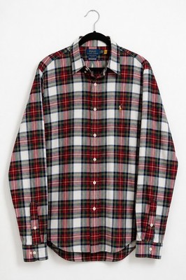 Polo Ralph Lauren Slim Fit Plaid Button Front Shirt Red White XL 100% Cotton