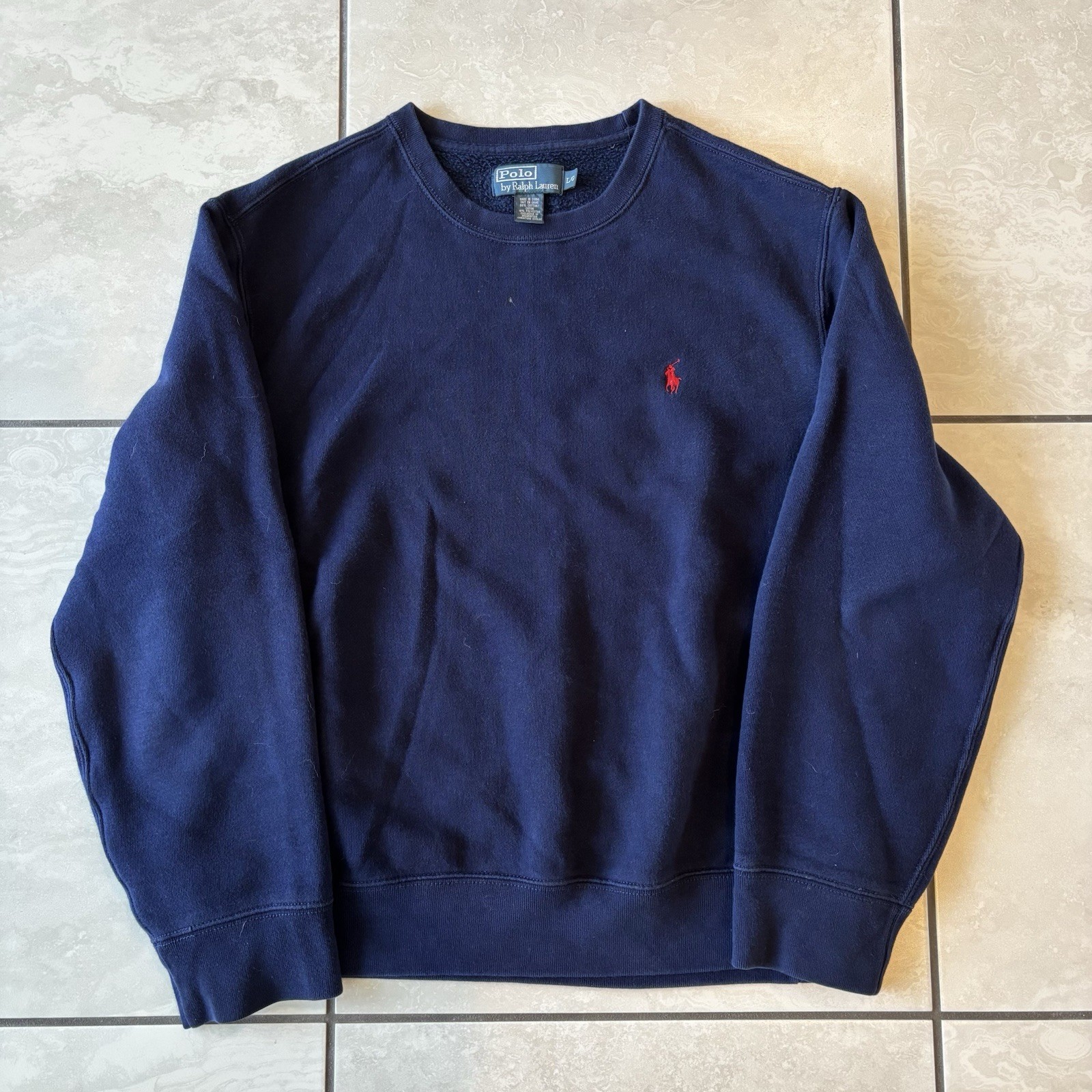 Polo Ralph Lauren vintage felpa uomo grande blu anni 90 girocollo pony Y2K