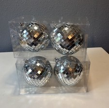 Ashland Jewels Jolly Mirror Disco Ball Ornaments Silver 2 Boxes total Of 4 .