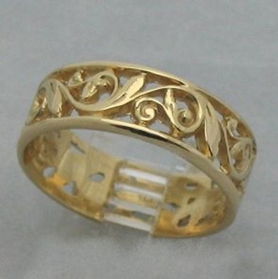 LR392 - hand crafted 9ct yellow gold filigree ring