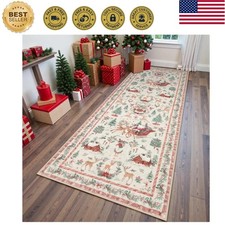 Christmas Runner Rug 2x6 Beige Runners for Hallways,Kitchen Rugs Non Slip Was...
