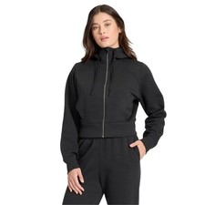 All in Motion Women's Black Cropped Full Zip Active Hoodie Sweatshirt Size L
