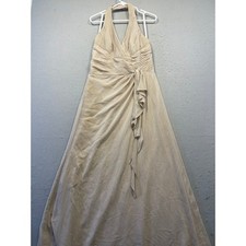 David's Bridal Gown Polyester Champagne Beige Size 10 Womens