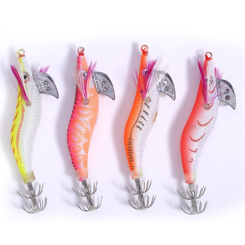 4Pcs Luminous Plastic Shrimp Bait Squid Shrimp Jig Jigging Lures Night Dawn|