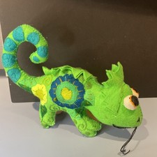 Green Chameleon Stuffed Animal Embroidered Handmade as is