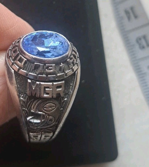 Silver Class Ring With Topaz Stone - image 3