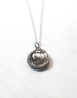 Broken China Jewelry-Vintage Black Transferware Necklace Sterling Setting — photo 1