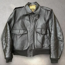 Vintage Schott NYC I-S-674-M-S Flight Jacket Mens Size 46 Brown Leather A2