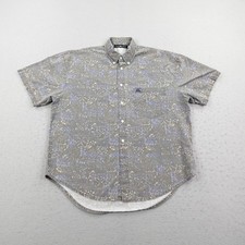 Vintage Quiksilver Shirt Mens Small Gray Purple Hawaiian Tribal Button Up 90s