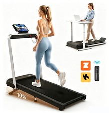 2 in 1 Folding Walking Pad Treadmill with Handle 10 Incline for Home 350Lbs