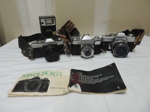 Lot of 3 Minolta XG-1/ SRT/ Zeiss Ikon Contaflex Cameras 45mm/ 49mm/ lenses