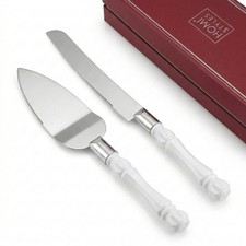 White Cake Knife and Server Set Server  Knife Set of 2 with Acrylic Handle