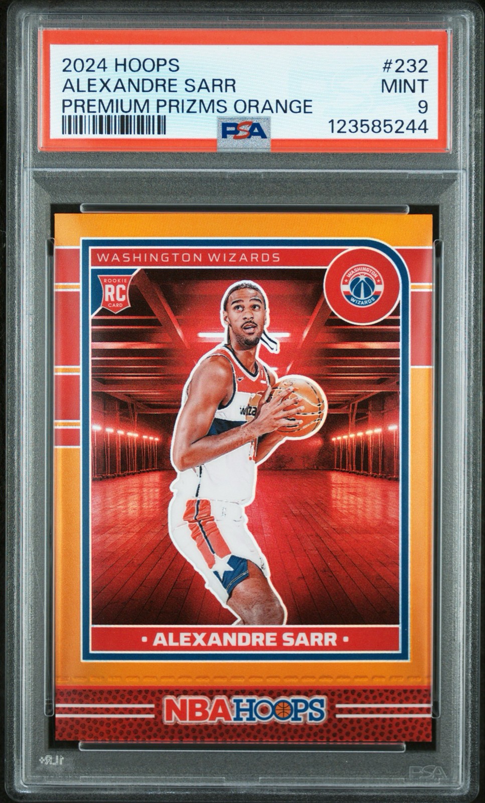 2024-25 Panini Nba Hoops Rookie Alexandre Sarr #232 Premium Orange /199 PSA 9