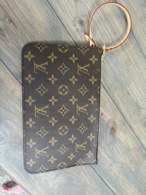 Louis Vuitton Brown Monogram Neverfull Pochette Wristlet Clutch