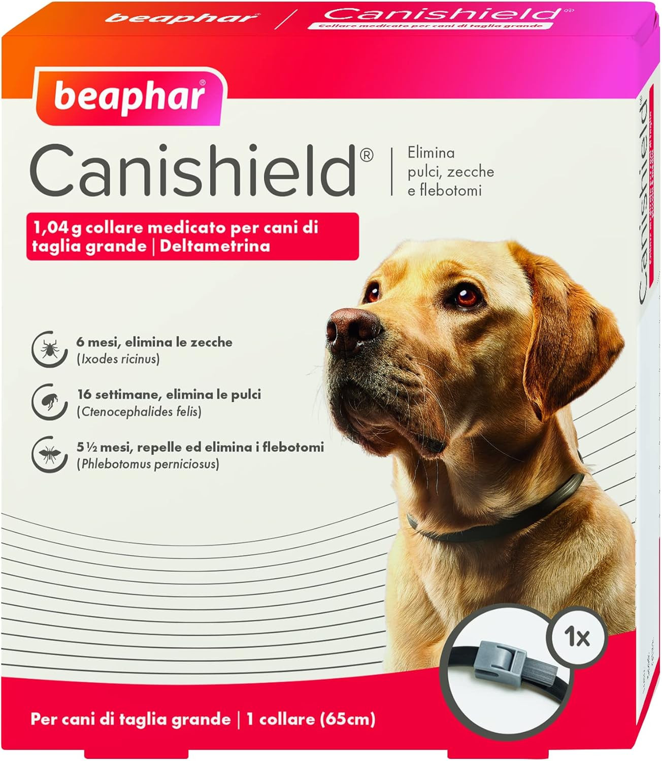 Canishield Collare Antiparassitario Large, 65Cm, per Cani - Collare Antipulci E 