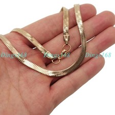 18K Rose Gold Filled 16" 5mm Wide Italian Herringbone Choker Chain w/ Gift Pouch