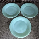 Set (3) Vintage Fire King Jane Ray Ribbed Jadeite Dinner Plates 9" Unmarked