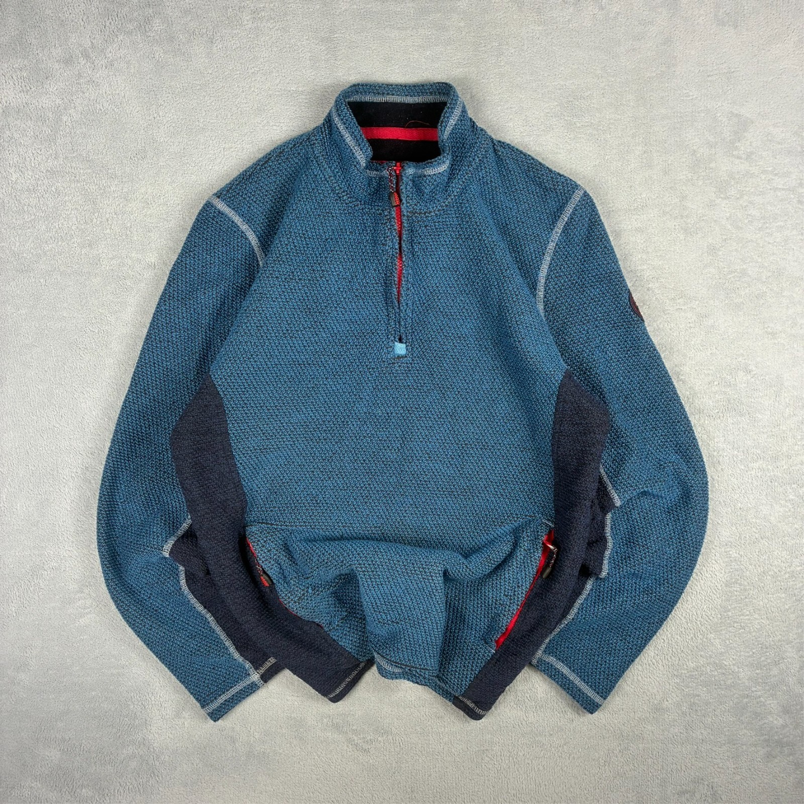 VTG Weird Fish Blue Navy Size L;arge Knitted 1/4 Quarter Zip Pullover Jumper image 2