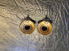 Vintage Black Cabochon Chunky Bold Gold Tone Pierced Stud Earrings 1980s — photo 2