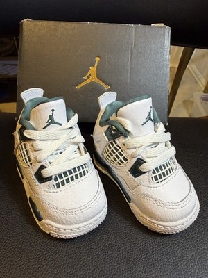 NEW TODDLER BABY NIKE AIR JORDAN 4 RETRO (TD) WHITE / GREEN (BQ7670 103) Sz 2c