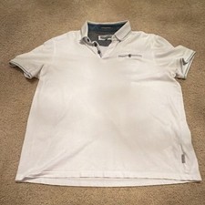 Ted Baker White Men's Polo Shirt Short Sleeve Solid Collared Size 5 Large