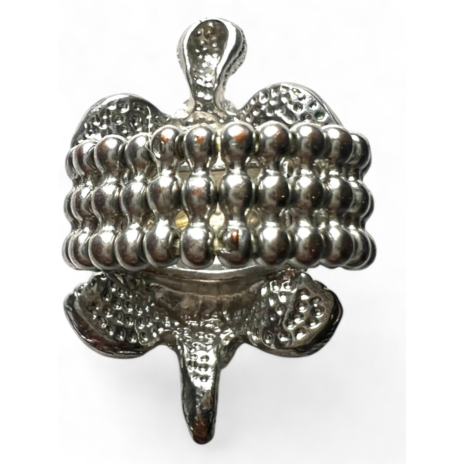 Turtle Stretch Ring Clear Crystal Rhinestone Silv… - image 3