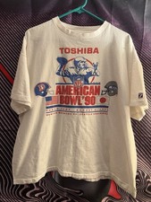 Super Rare NFL AMERICAN BOWL 90 SHIRT Toshiba XL Japan Seahawks Broncos VTG NFL