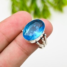 Blue Iolite Gemstone 925 Sterling Silver Ring Handmade Jewelry Ring For Gift