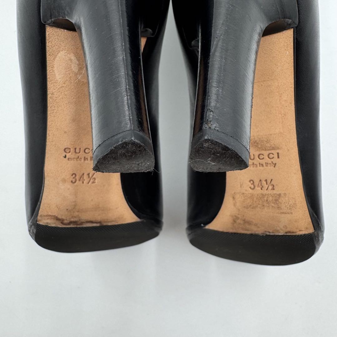 GUCCI Boots Heel Interlocking Leather Black EU34.5/US4.5 107371c thumbnail 12