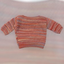 VTG 70s 80s Handmade Knit Crochet Cropped Sweater Top Womens S Pink Gradient Fun