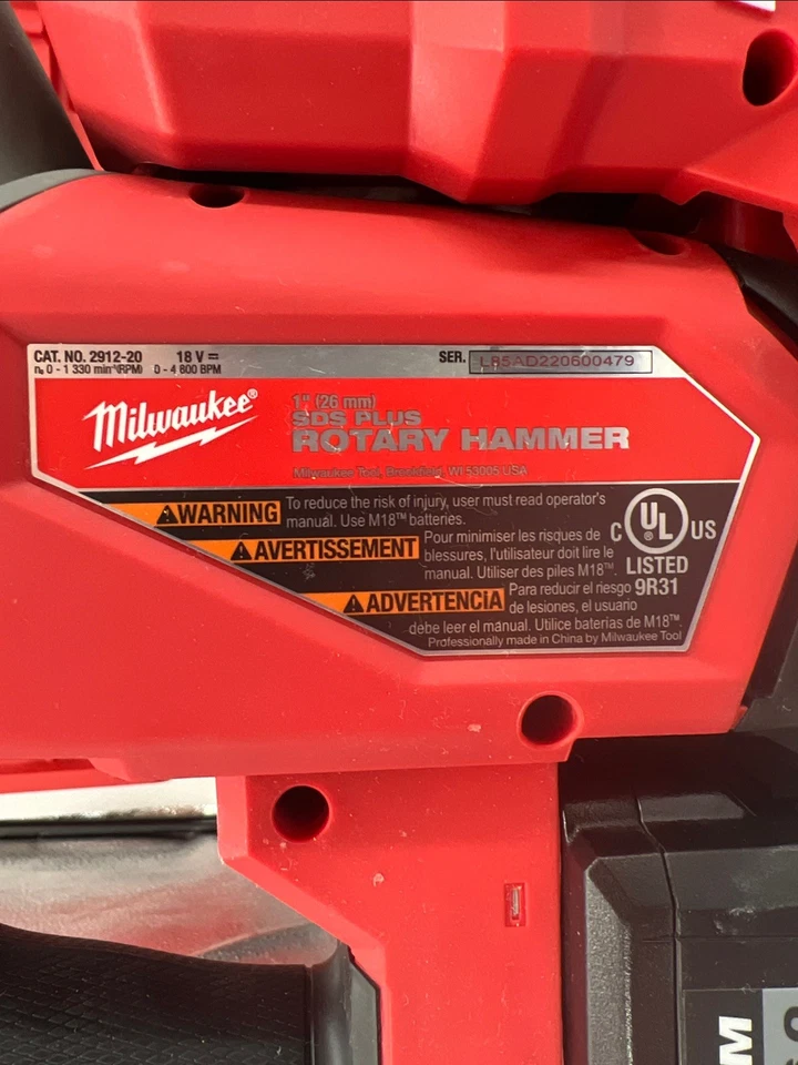 Milwaukee 2912-22DE 1” SDS Plus Martillo Rotativo y HAMMERVAC, con 1x Batería y Cargador Foto 3 de 4