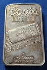 A VINTAGE COORS LIGHT 5 oz SILVER BULLET SILVER SUNSHINE MINING ART BAR