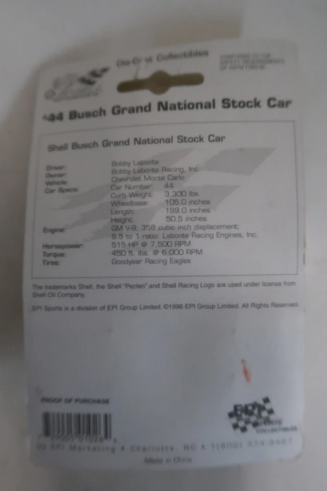 Bobby Labonte #44 Shell 1996 EPI Sports escala 1:64 diecast Foto 2 de 2