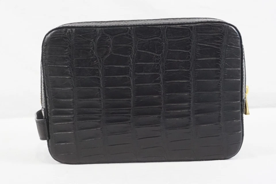 Kit de aseo Piper & Skye de cuero de cocodrilo Nomad Dopp en negro medianoche  Foto 4 de 4
