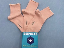 3 Pairs Bombas Lightweight Women Everyday Ruffle Rib Quarter Socks Size M Pink